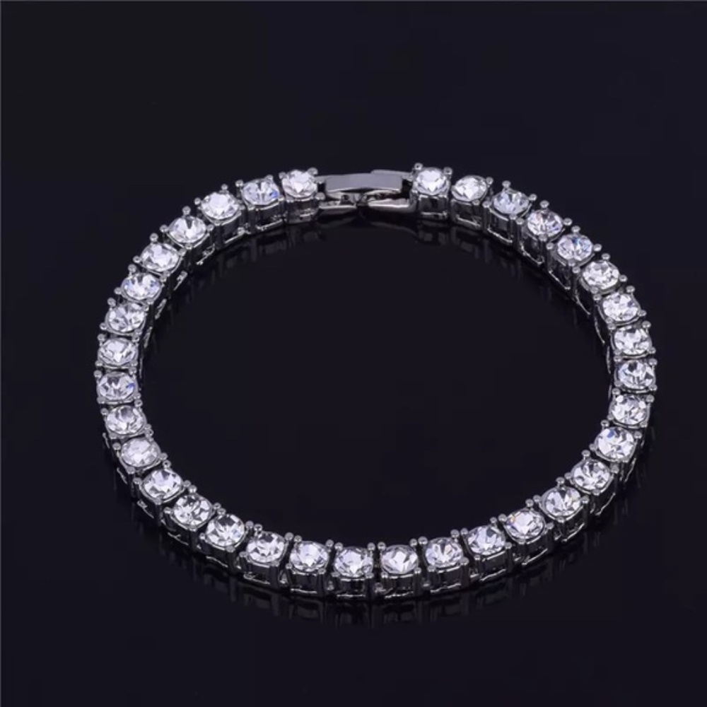 4-5mm Silver Full Drill Tennis Crystals Bracelet - Picture 15 of 16